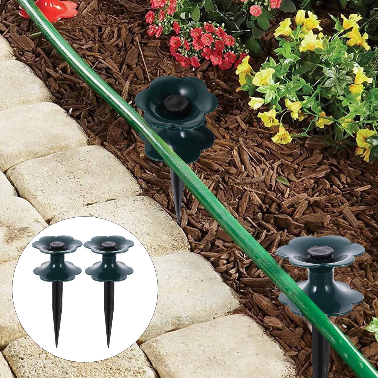 Garden Hose Guide Spike 9.84 Inch Heavy Duty Water Hose Holder for Lawn Flower Beds Outdoor Irrigation and Gardening