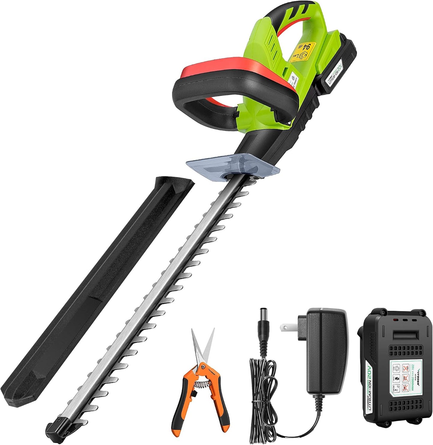 20" Cordless Hedge Trimmer, 20V Electric Bush Trimmer, 1400 RPM Shrub Trimmer, Dual-Action Laser Blade, 3/5" Cutting Capacity, Lightweight & Compact Trimmer, Battery and Fast Charger Included