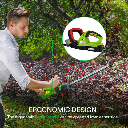 20" Cordless Hedge Trimmer, 20V Electric Bush Trimmer, 1400 RPM Shrub Trimmer, Dual-Action Laser Blade, 3/5" Cutting Capacity, Lightweight & Compact Trimmer, Battery and Fast Charger Included