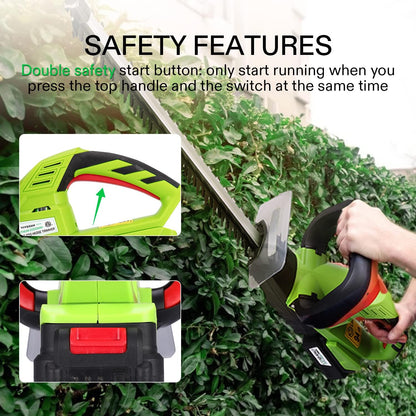 20" Cordless Hedge Trimmer, 20V Electric Bush Trimmer, 1400 RPM Shrub Trimmer, Dual-Action Laser Blade, 3/5" Cutting Capacity, Lightweight & Compact Trimmer, Battery and Fast Charger Included