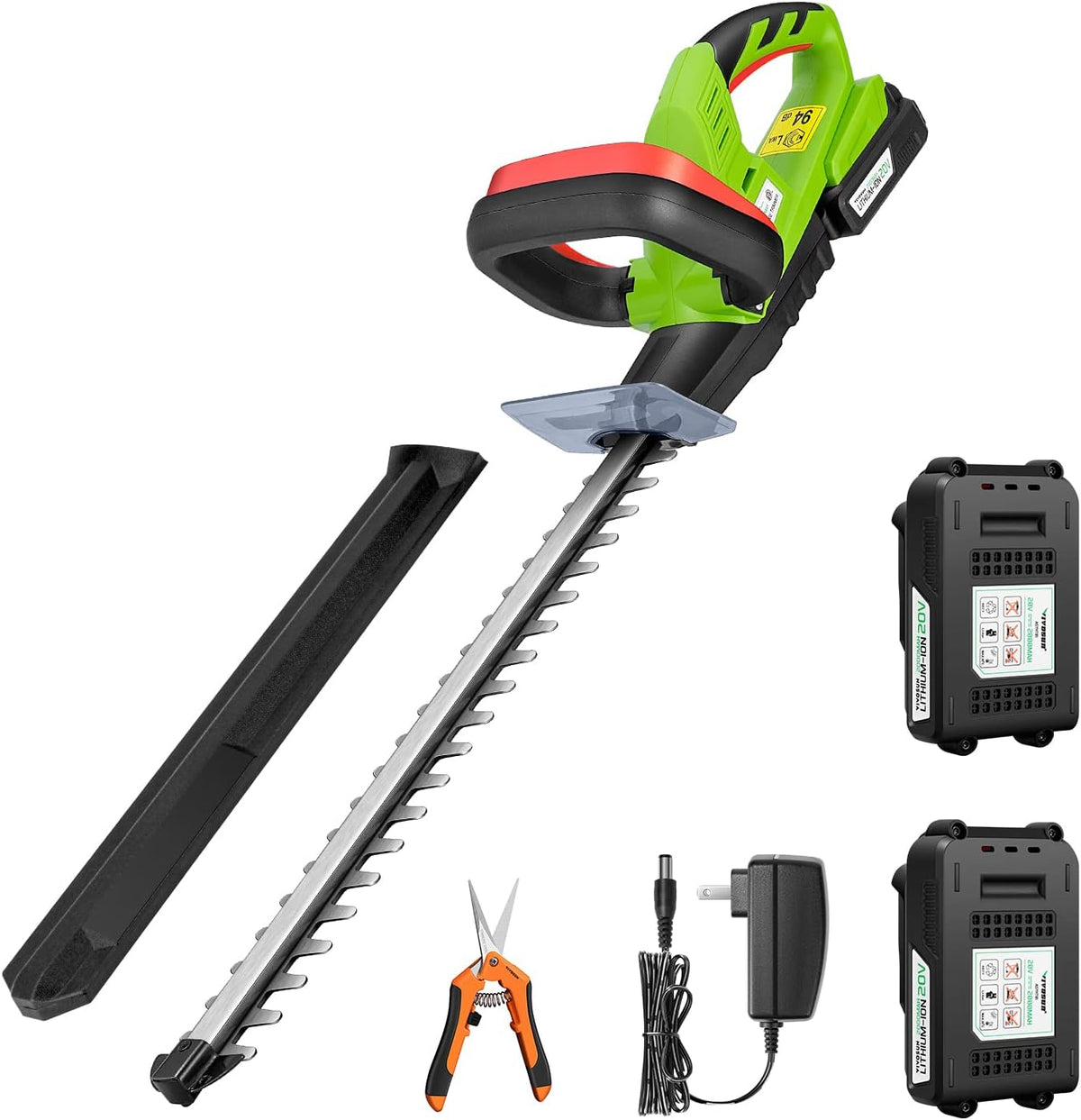 20" Cordless Hedge Trimmer, 20V Electric Bush Trimmer, 1400 RPM Shrub Trimmer, Dual-Action Laser Blade, 3/5" Cutting Capacity, Lightweight & Compact Trimmer, Battery and Fast Charger Included