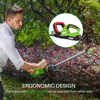 20" Cordless Hedge Trimmer, 20V Electric Bush Trimmer, 1400 RPM Shrub Trimmer, Dual-Action Laser Blade, 3/5" Cutting Capacity, Lightweight & Compact Trimmer, Battery and Fast Charger Included
