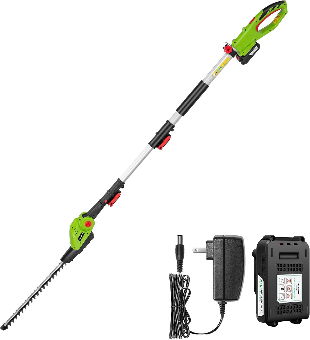 20" Cordless Hedge Trimmer, 20V Electric Bush Trimmer, 1400 RPM Shrub Trimmer, Dual-Action Laser Blade, 3/5" Cutting Capacity, Lightweight & Compact Trimmer, Battery and Fast Charger Included