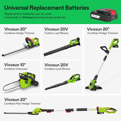 20" Cordless Hedge Trimmer, 20V Electric Bush Trimmer, 1400 RPM Shrub Trimmer, Dual-Action Laser Blade, 3/5" Cutting Capacity, Lightweight & Compact Trimmer, Battery and Fast Charger Included