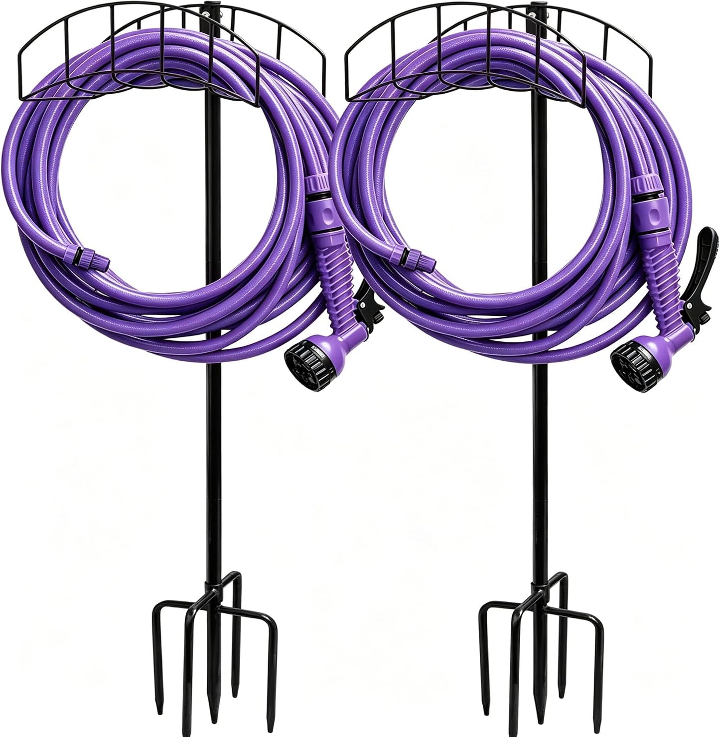 2-Pack Freestanding Garden Hose Holder with Upgraded 5-Prong Base