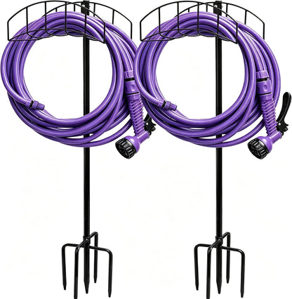 2-Pack Freestanding Garden Hose Holder with Upgraded 5-Prong Base