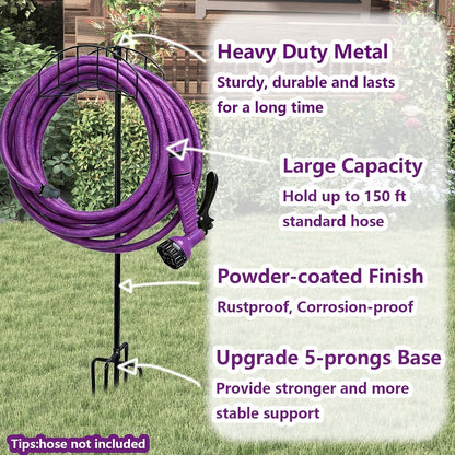 2-Pack Freestanding Garden Hose Holder with Upgraded 5-Prong Base