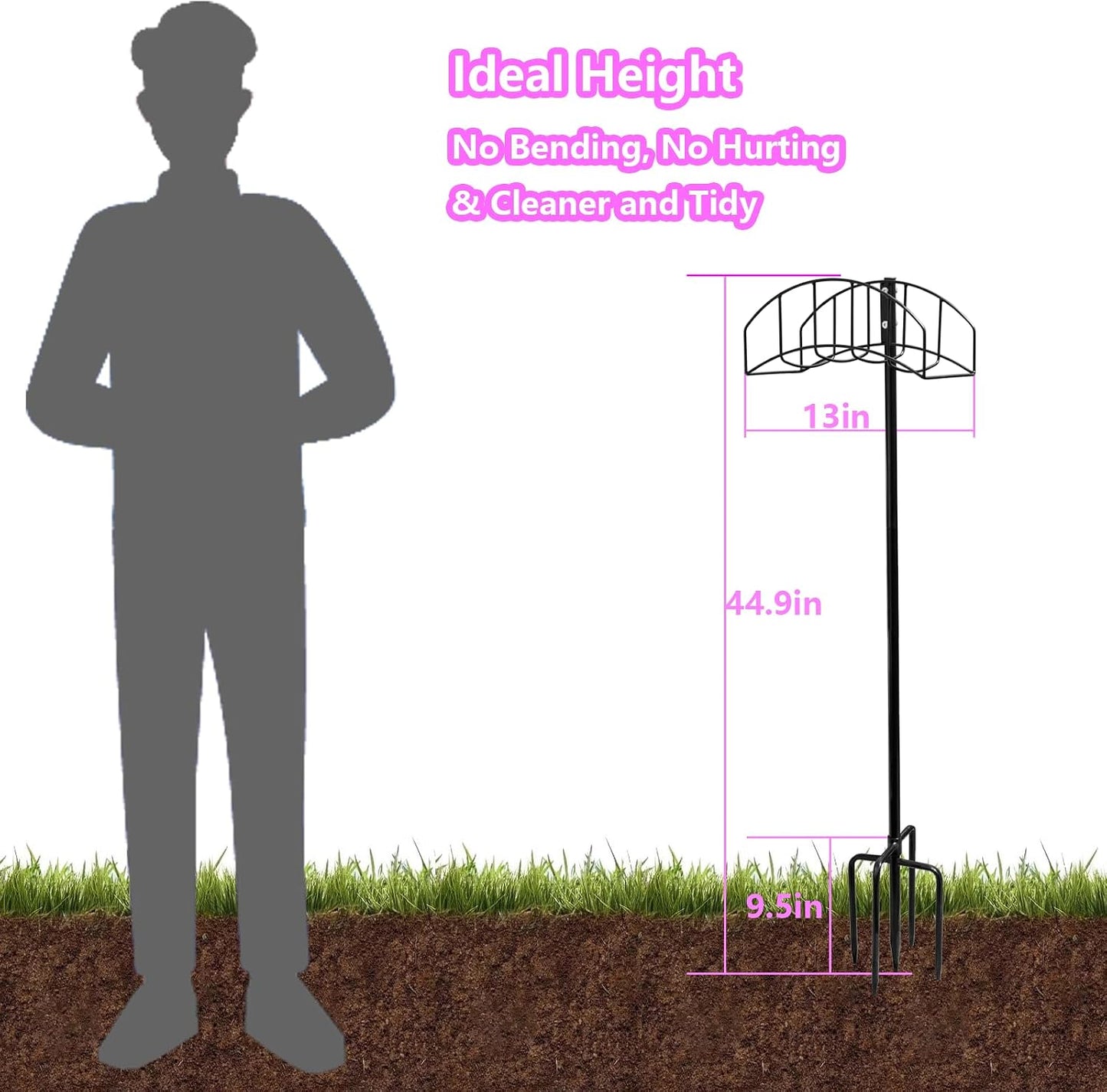 2-Pack Freestanding Garden Hose Holder with Upgraded 5-Prong Base