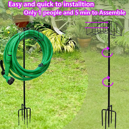 2-Pack Freestanding Garden Hose Holder with Upgraded 5-Prong Base