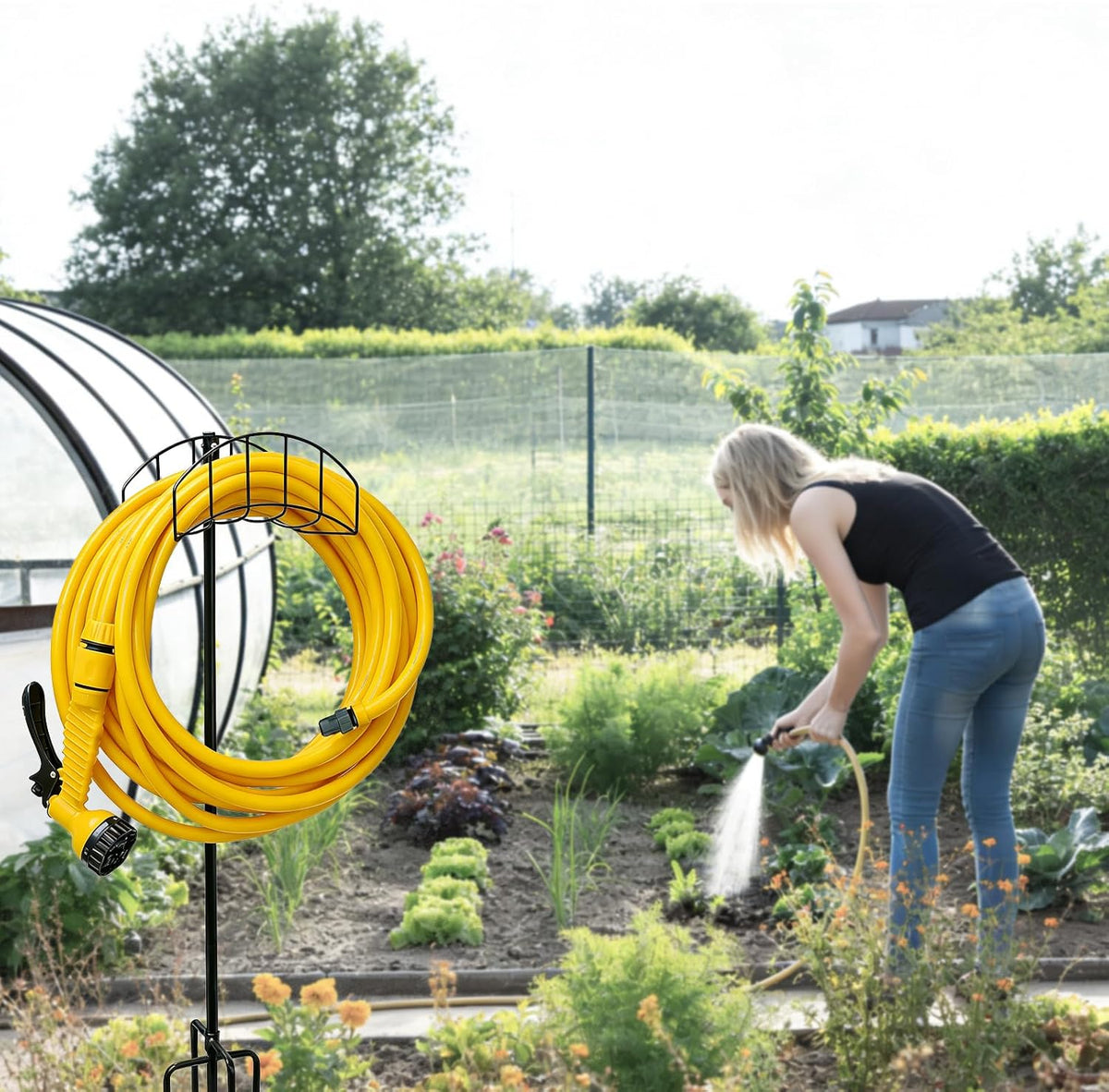 2-Pack Freestanding Garden Hose Holder with Upgraded 5-Prong Base