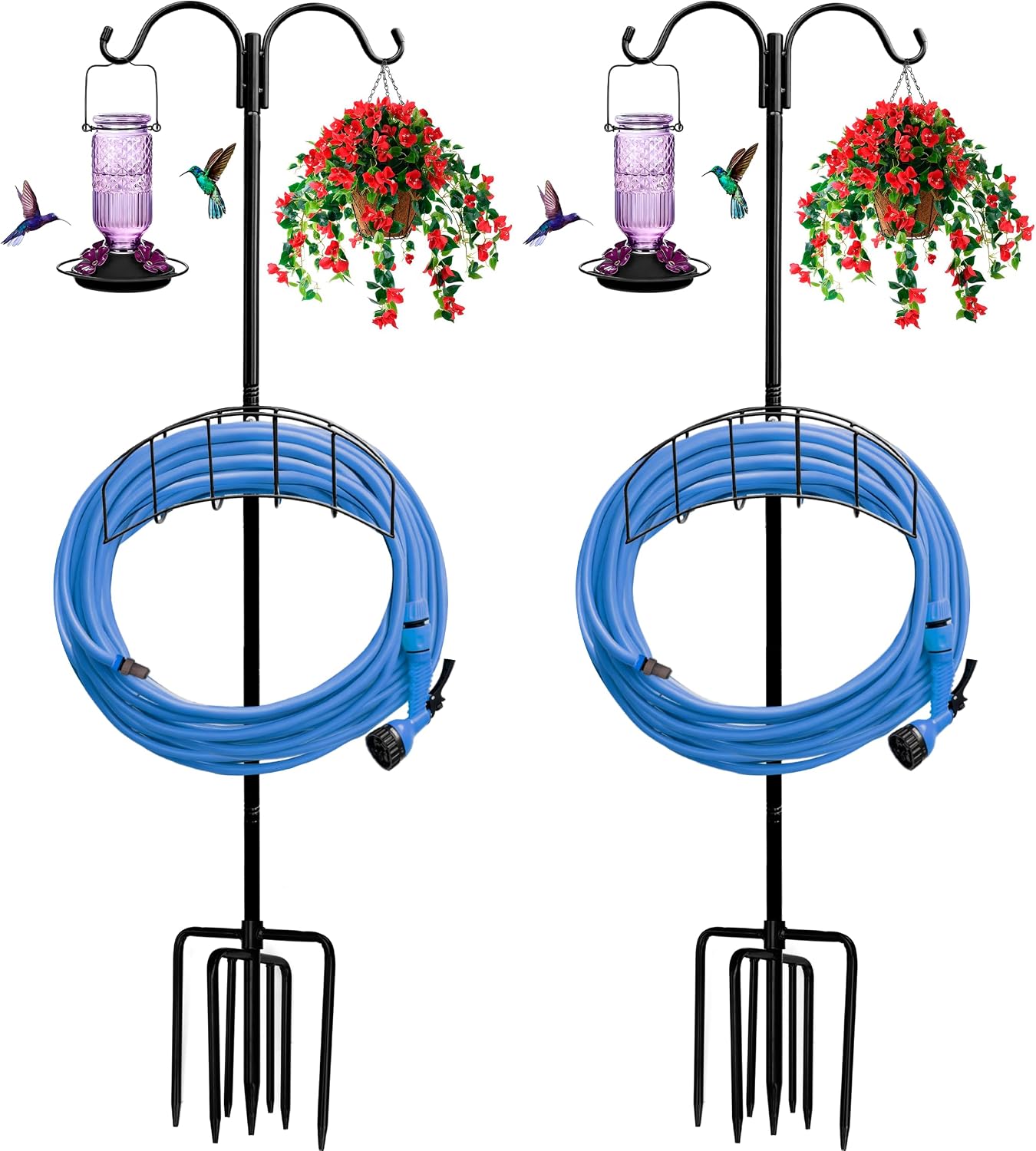 2-Pack Freestanding Garden Hose Holder with Upgraded 5-Prong Base