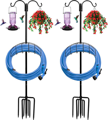 2-Pack Freestanding Garden Hose Holder with Upgraded 5-Prong Base