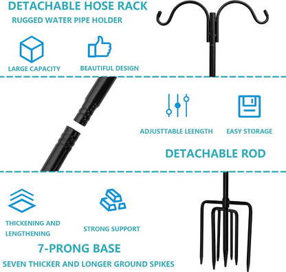 2-Pack Freestanding Garden Hose Holder with Upgraded 5-Prong Base