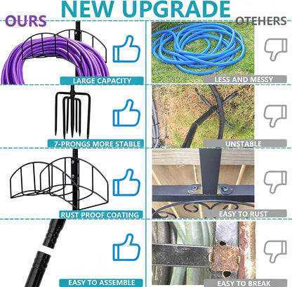 2-Pack Freestanding Garden Hose Holder with Upgraded 5-Prong Base
