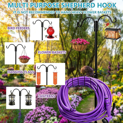 2-Pack Freestanding Garden Hose Holder with Upgraded 5-Prong Base