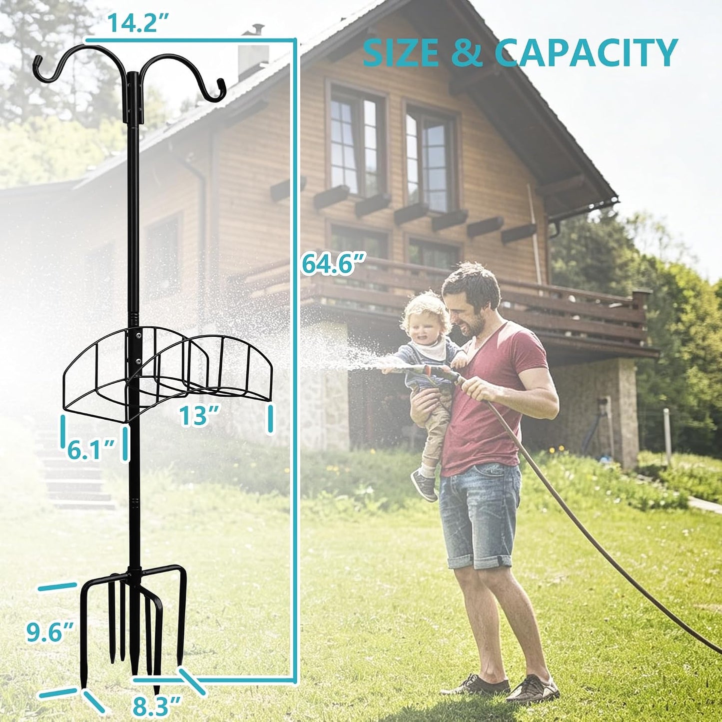 2-Pack Freestanding Garden Hose Holder with Upgraded 5-Prong Base