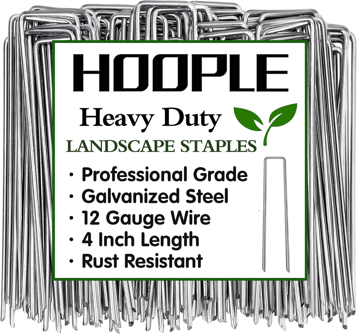 100 Pack 6 Inch 11 Gauge Heavy Duty Galvanized Landscape Staples, Garden Stakes & Sod Pins for Securing Weed Barrier Fabric, Landscape Fabric, Hoses, Netting & Outdoor Decorations