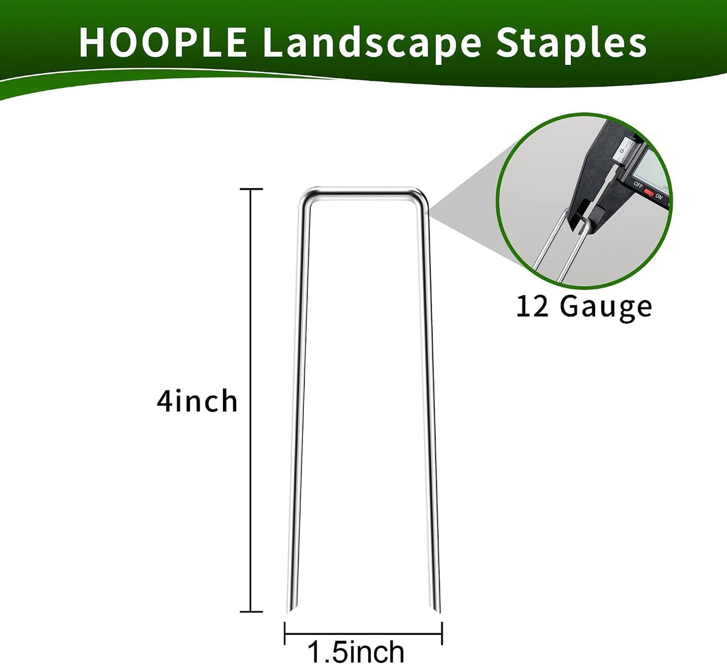 100 Pack 6 Inch 11 Gauge Heavy Duty Galvanized Landscape Staples, Garden Stakes & Sod Pins for Securing Weed Barrier Fabric, Landscape Fabric, Hoses, Netting & Outdoor Decorations