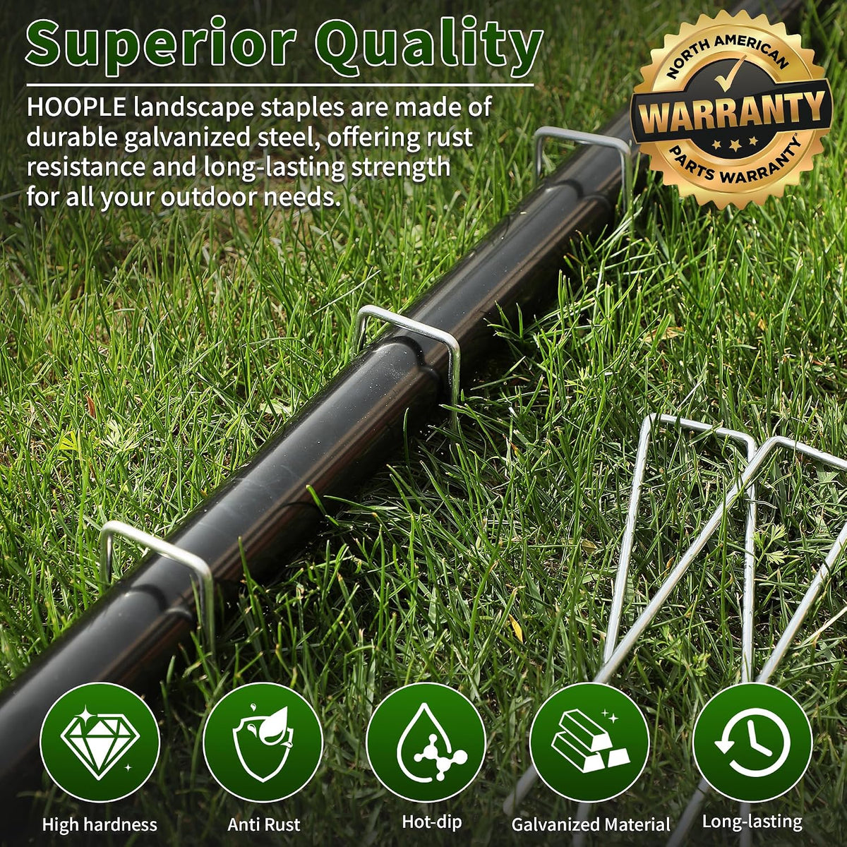 100 Pack 6 Inch 11 Gauge Heavy Duty Galvanized Landscape Staples, Garden Stakes & Sod Pins for Securing Weed Barrier Fabric, Landscape Fabric, Hoses, Netting & Outdoor Decorations