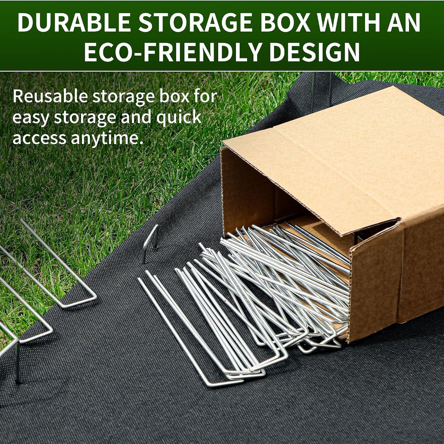 100 Pack 6 Inch 11 Gauge Heavy Duty Galvanized Landscape Staples, Garden Stakes & Sod Pins for Securing Weed Barrier Fabric, Landscape Fabric, Hoses, Netting & Outdoor Decorations