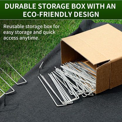 100 Pack 6 Inch 11 Gauge Heavy Duty Galvanized Landscape Staples, Garden Stakes & Sod Pins for Securing Weed Barrier Fabric, Landscape Fabric, Hoses, Netting & Outdoor Decorations