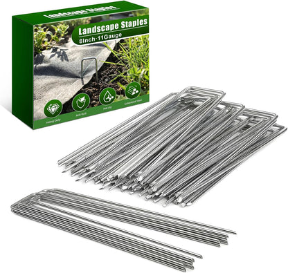 100 Pack 6 Inch 11 Gauge Heavy Duty Galvanized Landscape Staples, Garden Stakes & Sod Pins for Securing Weed Barrier Fabric, Landscape Fabric, Hoses, Netting & Outdoor Decorations