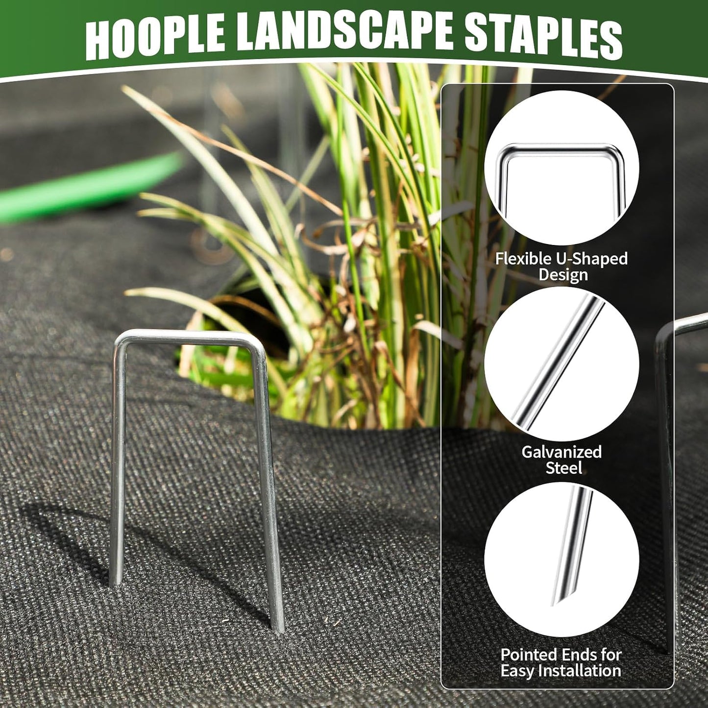 100 Pack 6 Inch 11 Gauge Heavy Duty Galvanized Landscape Staples, Garden Stakes & Sod Pins for Securing Weed Barrier Fabric, Landscape Fabric, Hoses, Netting & Outdoor Decorations