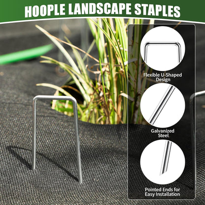 100 Pack 6 Inch 11 Gauge Heavy Duty Galvanized Landscape Staples, Garden Stakes & Sod Pins for Securing Weed Barrier Fabric, Landscape Fabric, Hoses, Netting & Outdoor Decorations