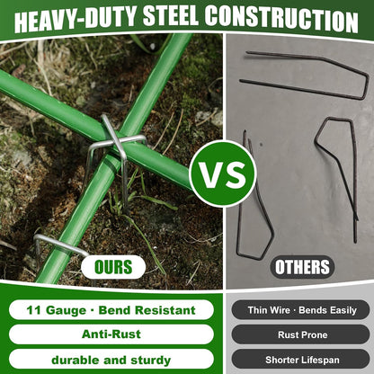 100 Pack 6 Inch 11 Gauge Heavy Duty Galvanized Landscape Staples, Garden Stakes & Sod Pins for Securing Weed Barrier Fabric, Landscape Fabric, Hoses, Netting & Outdoor Decorations
