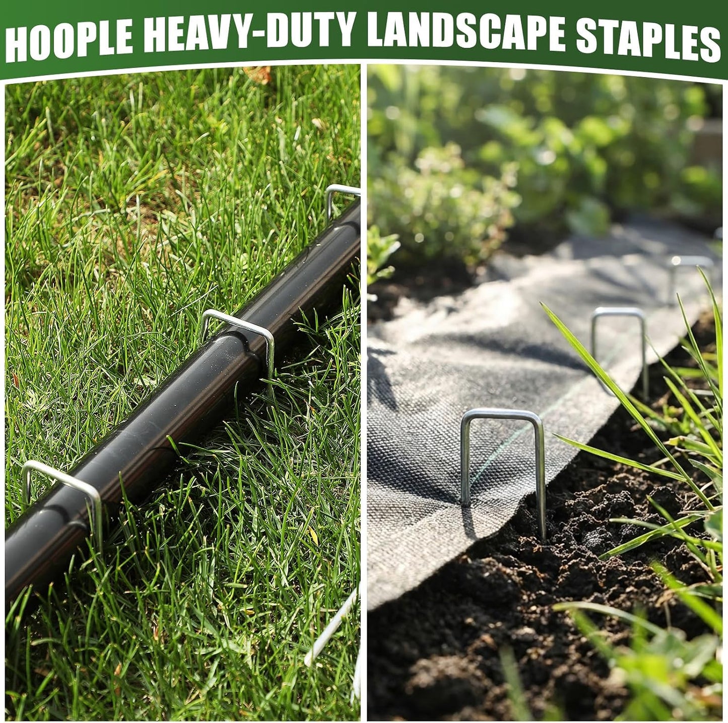 100 Pack 6 Inch 11 Gauge Heavy Duty Galvanized Landscape Staples, Garden Stakes & Sod Pins for Securing Weed Barrier Fabric, Landscape Fabric, Hoses, Netting & Outdoor Decorations