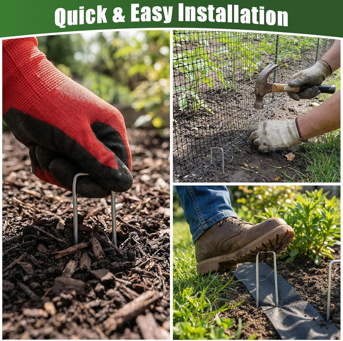 100 Pack 6 Inch 11 Gauge Heavy Duty Galvanized Landscape Staples, Garden Stakes & Sod Pins for Securing Weed Barrier Fabric, Landscape Fabric, Hoses, Netting & Outdoor Decorations
