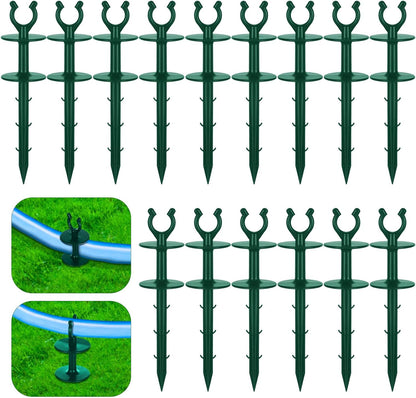 15 Pcs 2 in 1 Garden Hose Guide, Universal 10 Inch Hose Guide Stakes with Barbs, Water Sprinkler Support Spike to Keep Off Lawn for Yard Lawn Garden Flower Plant Tool(Black)