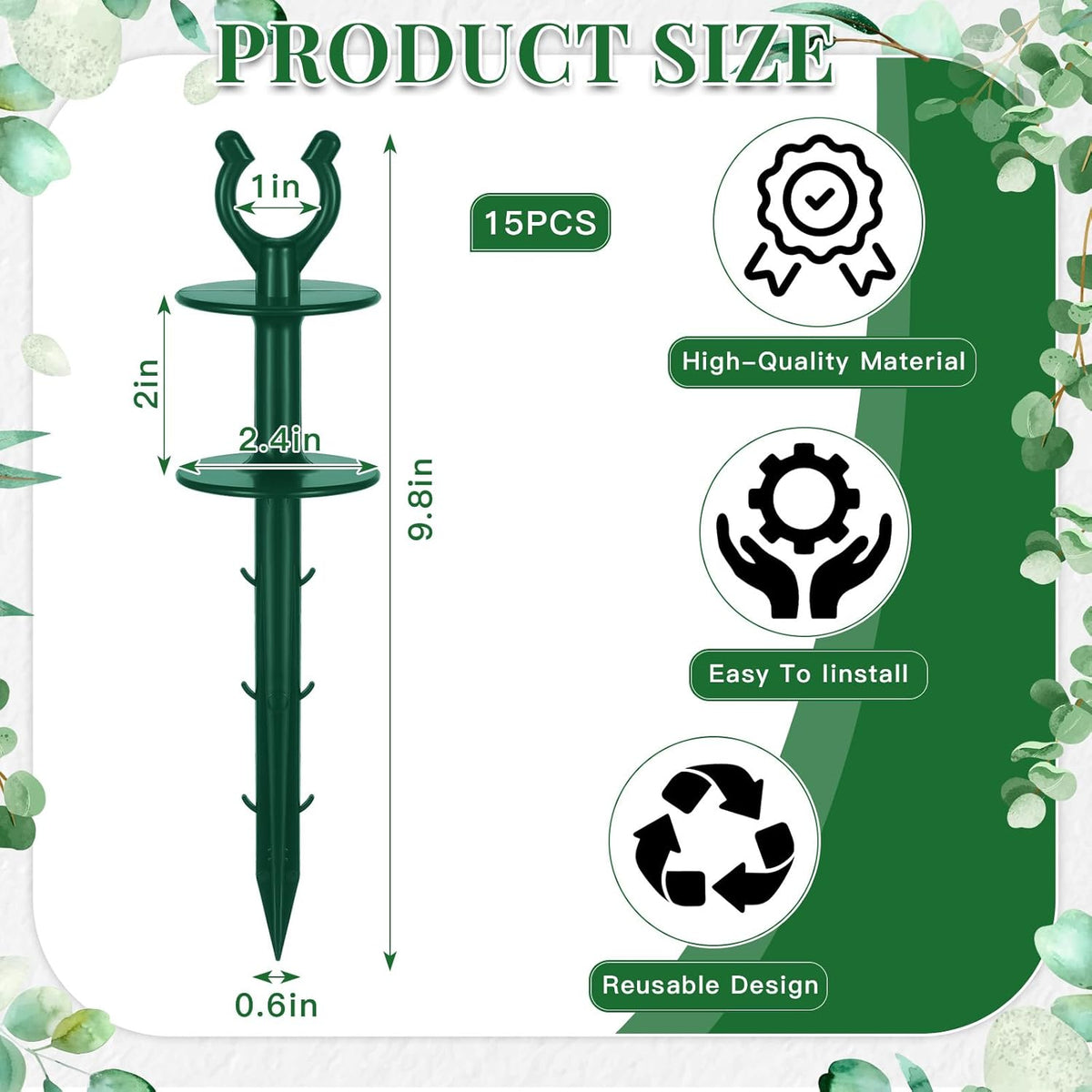 15 Pcs 2 in 1 Garden Hose Guide, Universal 10 Inch Hose Guide Stakes with Barbs, Water Sprinkler Support Spike to Keep Off Lawn for Yard Lawn Garden Flower Plant Tool(Black)