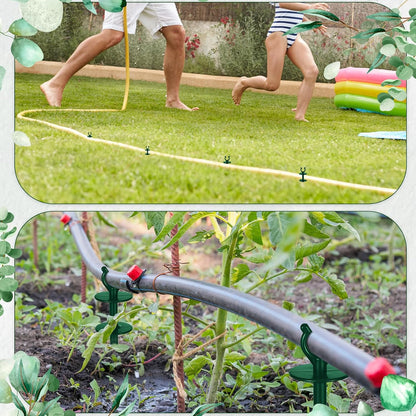 15 Pcs 2 in 1 Garden Hose Guide, Universal 10 Inch Hose Guide Stakes with Barbs, Water Sprinkler Support Spike to Keep Off Lawn for Yard Lawn Garden Flower Plant Tool(Black)