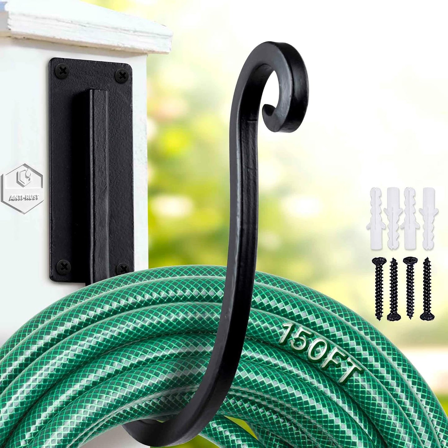 Garden Hose Holder Outside: Wall Mount Water Hose Holder - 8Inch Heavy Duty Garden Water Hose Hanger for Outside Hose Storage