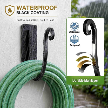 Garden Hose Holder Outside: Wall Mount Water Hose Holder - 8Inch Heavy Duty Garden Water Hose Hanger for Outside Hose Storage
