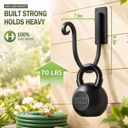 Garden Hose Holder Outside: Wall Mount Water Hose Holder - 8Inch Heavy Duty Garden Water Hose Hanger for Outside Hose Storage