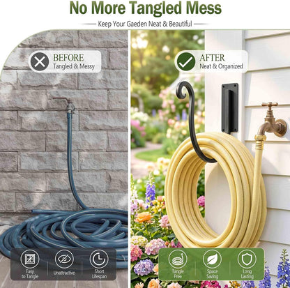 Garden Hose Holder Outside: Wall Mount Water Hose Holder - 8Inch Heavy Duty Garden Water Hose Hanger for Outside Hose Storage