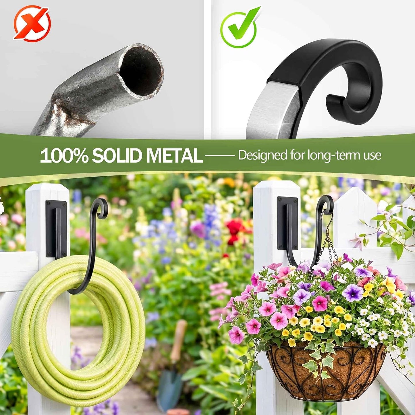 Garden Hose Holder Outside: Wall Mount Water Hose Holder - 8Inch Heavy Duty Garden Water Hose Hanger for Outside Hose Storage