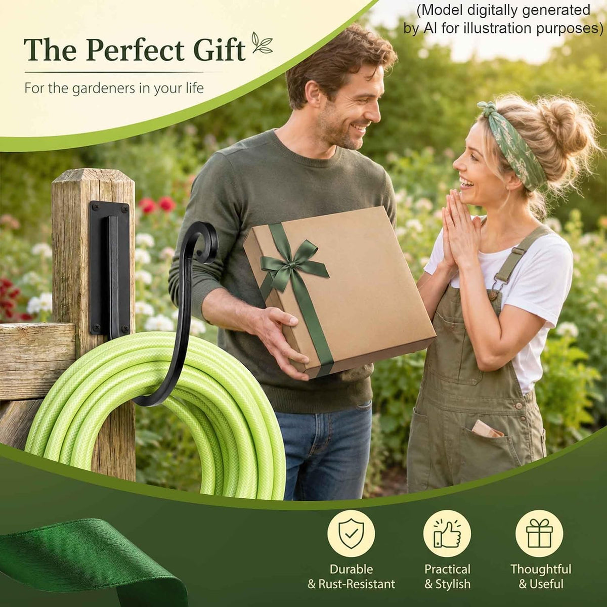 Garden Hose Holder Outside: Wall Mount Water Hose Holder - 8Inch Heavy Duty Garden Water Hose Hanger for Outside Hose Storage