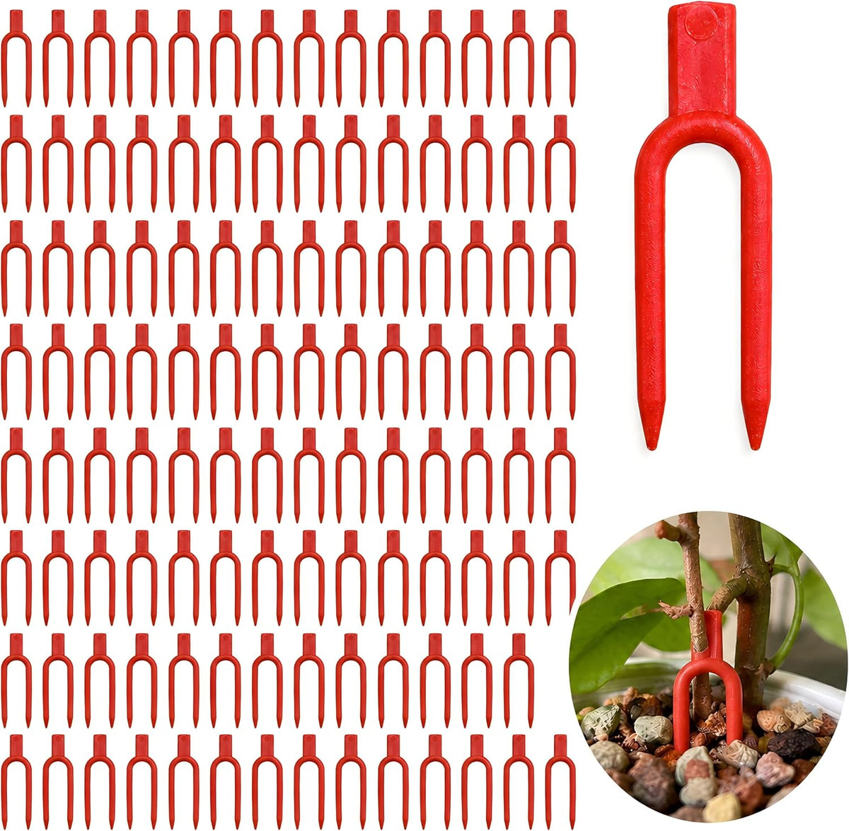 100pcs Plastic Gardening Plant pin Strawberry Support Clips Watermelon Fork Farming Securing Vines Fixing Clips Tool