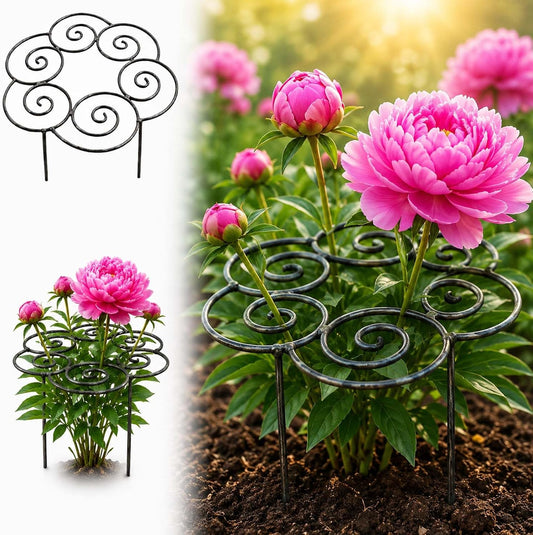 2026 New Peony Support,Metal Plant Support Ring for Garden,Peony Cage Stand,Heavy-Duty Flower Support Frame Indoor Pots, Flower Hoop, Decorative Grow,Outdoor Orchid Clip (M)