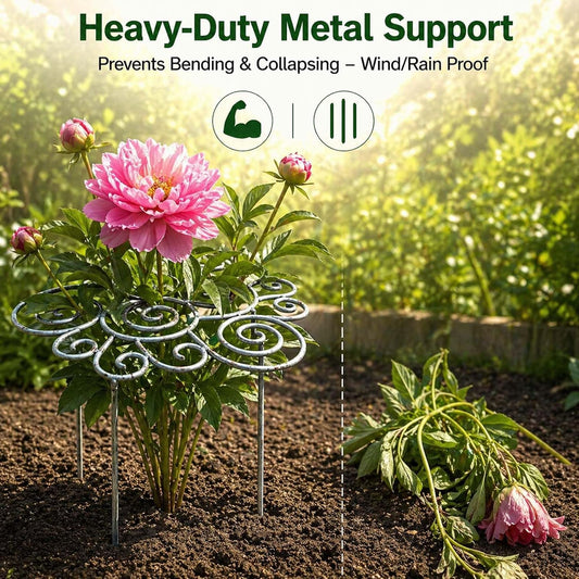 2026 New Peony Support,Metal Plant Support Ring for Garden,Peony Cage Stand,Heavy-Duty Flower Support Frame Indoor Pots, Flower Hoop, Decorative Grow,Outdoor Orchid Clip (M)