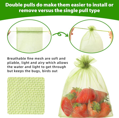 70PCS Fruit Protection Bags 6x8 Inch Green Netting