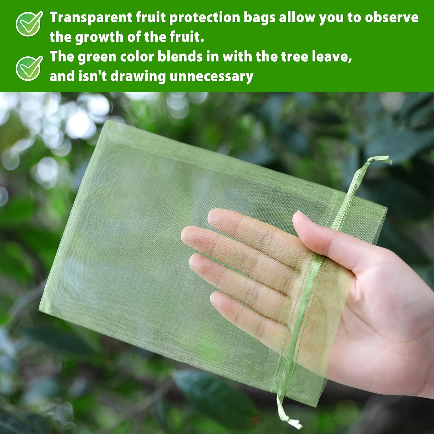 70PCS Fruit Protection Bags 6x8 Inch Green Netting