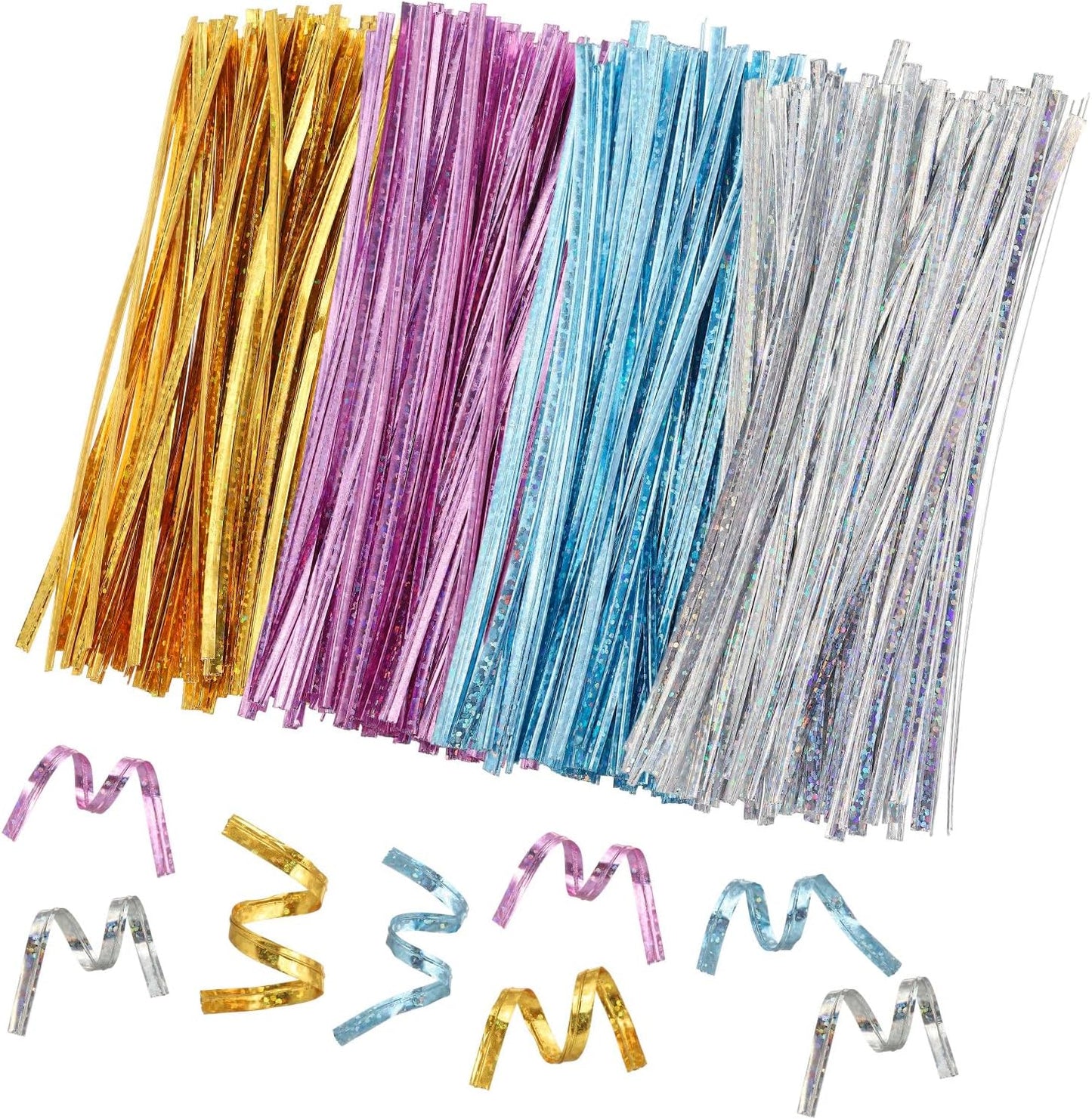 4" Twist Ties, Metallic Twist Ties, Reusable Plastic Coated Twist Ties for Bakery, Candy Bags, Coffee Bags, Goodie Bags, Pack of 300, Shiny Blue