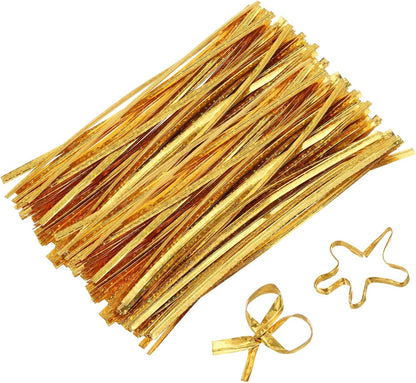4" Twist Ties, Metallic Twist Ties, Reusable Plastic Coated Twist Ties for Bakery, Candy Bags, Coffee Bags, Goodie Bags, Pack of 300, Shiny Blue