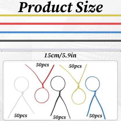 250 Pcs Twisty Ties 6 inch Reusable Plastic Metal Wire Twists Tie Garden Twist Ties for Plastic Coffee Bags, Gift Wrapping, Crafts, Plants (White Blue Black Yellow Red)