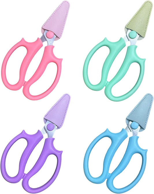4 Pcs Stainless Steel Flower Scissors, Garden Plant Shears Floral Shears, Floral Pruning Snips for Fresh Flowers Stems/Flower Arrangement Supplies(Blue, Green, Pink, Violet)