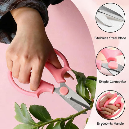 4 Pcs Stainless Steel Flower Scissors, Garden Plant Shears Floral Shears, Floral Pruning Snips for Fresh Flowers Stems/Flower Arrangement Supplies(Blue, Green, Pink, Violet)